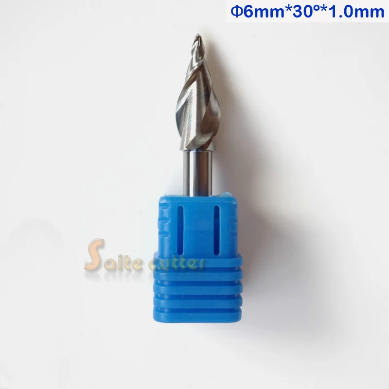 

1pc 6x30x1.0mm Double flute sprial shine Mini Letters word carving Engraving CNC router slope flat bits milling cutter