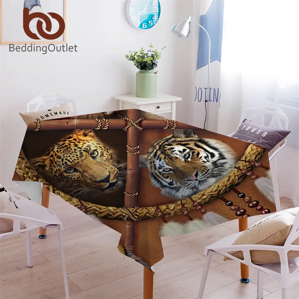 BeddingOutlet زاك سماط القبلية الحيوان طاولة مقاومة للمياه القماش الأسد النمر ليوبارد الذئب الزخرفية الجدول غطاء BeddingOutlet زاك سماط القبلية الحيوان طاولة مقاومة للمياه القماش الأسد النمر ليوبارد الذئب الزخرفية الجدول غطاء