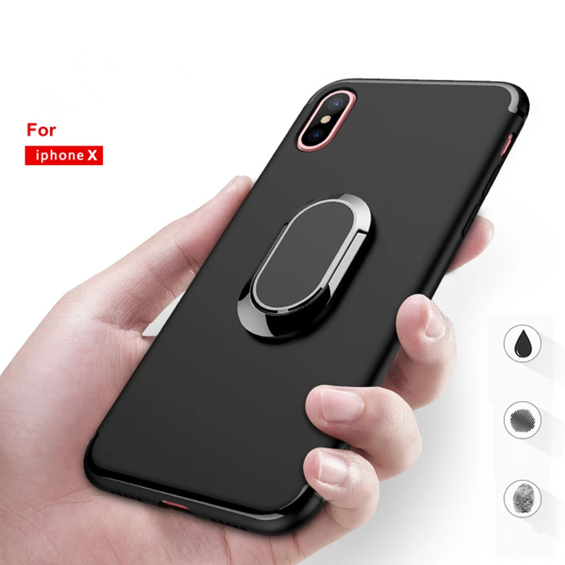 Чехол на заднюю панель с магнитным кольцом для iPhone 8 7 6 6S Plus Мягкий Силиконовый