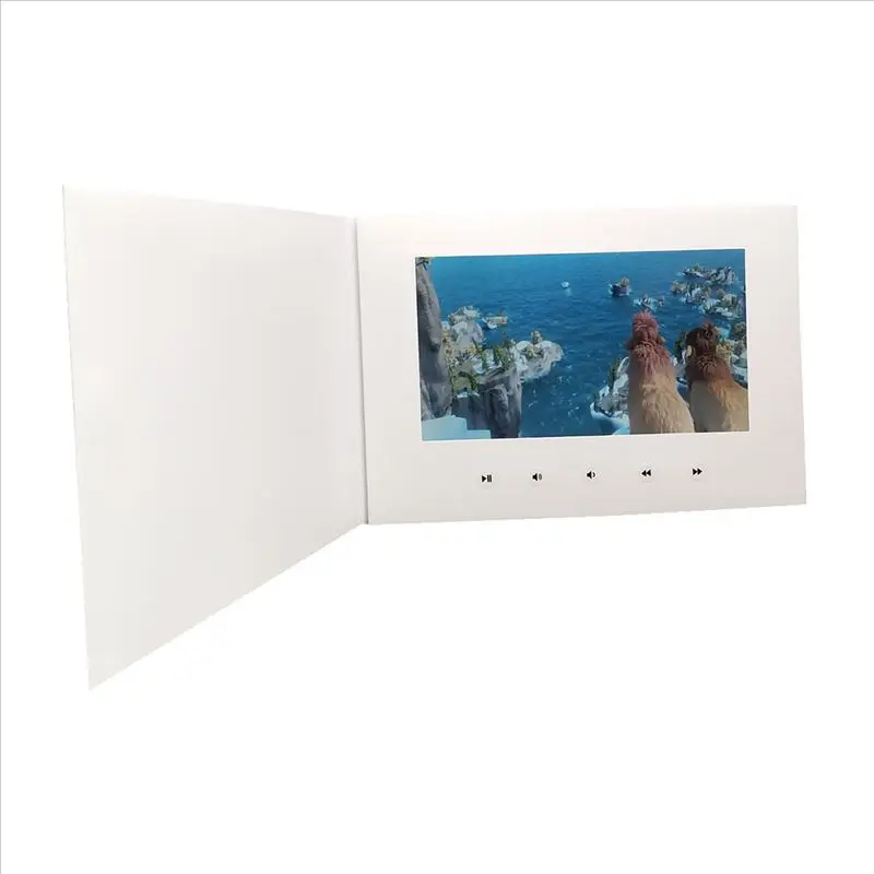 Настройка Smart 1" lcd USB Smart Flip 1080 P цветной экран HD 1080 P видео фото Рождественская поздравительная открытка медиаплеер - Цвет: white paper