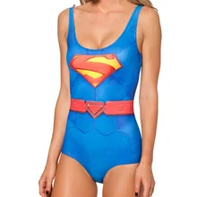 Новинка, сексуальный летний Цельный купальник без рукавов с 3D принтами, Мстители, Супермен, Суперженщина, женский купальник, плюс размер
