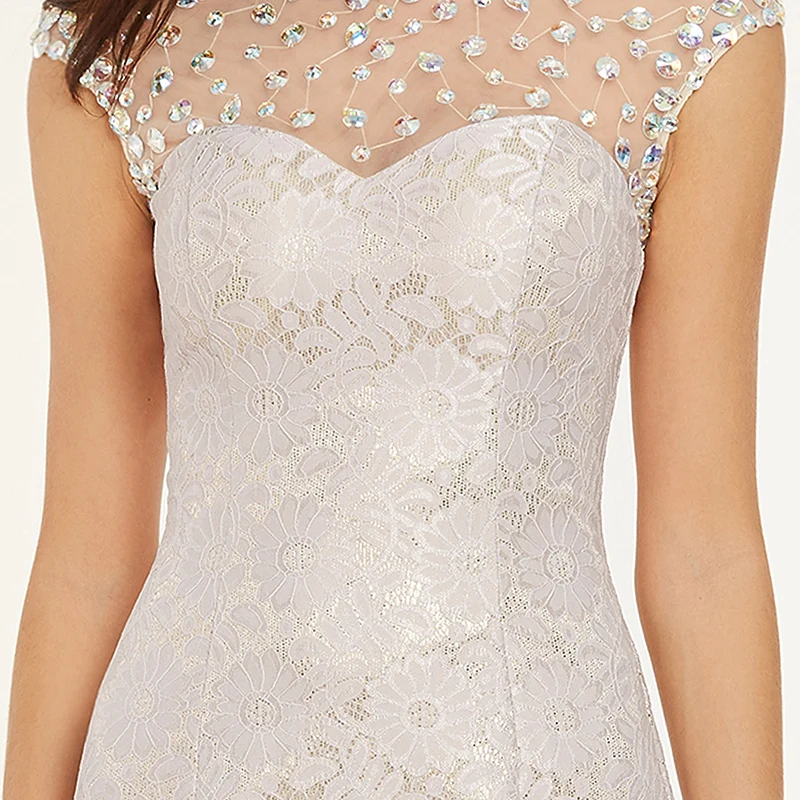 Tanpell beaded lace evening dresses ivory scoop neck cap sleeves floor length gown cheap women prom formal long evening dress Tanpell beaded lace evening dresses ivory scoop neck cap sleeves floor length gown cheap women prom formal long evening dress