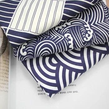 

Japanese Wave Print 100% Twill Cotton Fabric Patchwork Tissue DIY Handmade Sewing Craft The Cloth Bedding Home Textiles Material