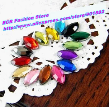

2,000pcs/Bag 7*15mm Flat Back Navette Eye Shape Acrylic Beads / Stones,Acrylic Plastic 3D Nail Art / Garment /Jewelry Decoration