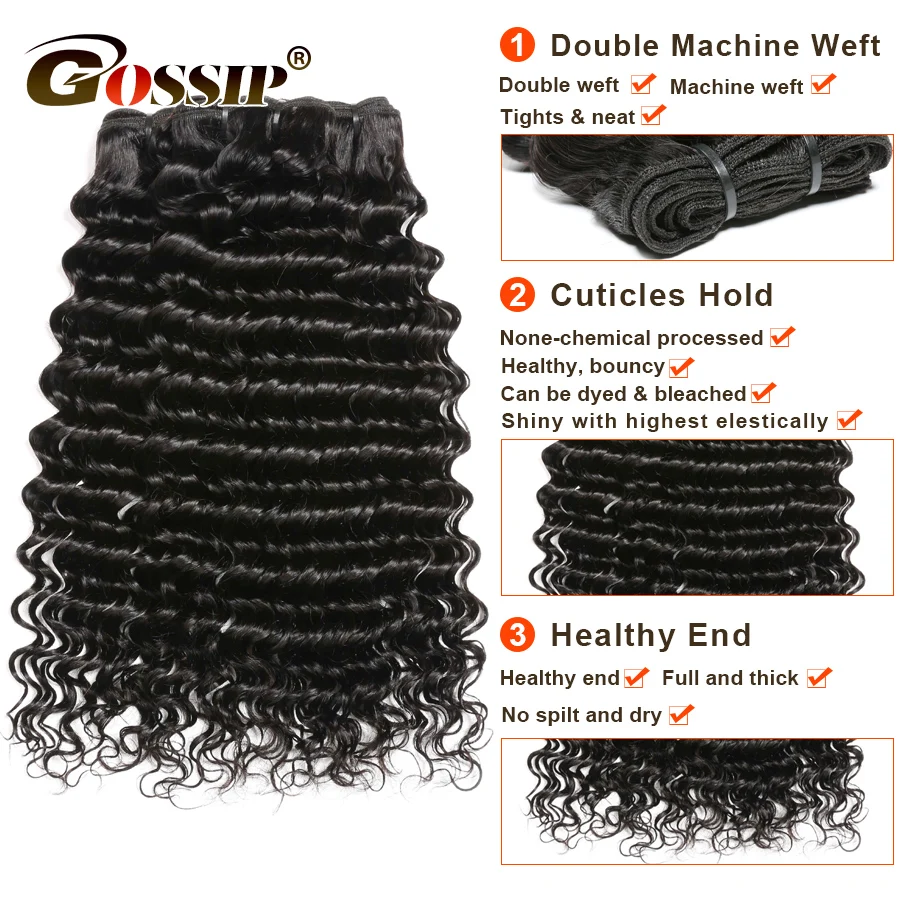 Malaysian Hair Bundles With Closure Deep Wave Human Hair Bundles Gossip Hair Remy Hair Closure With Bundles Pre Plucked (3)