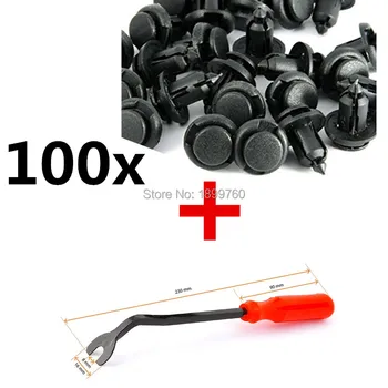 

100x Body Clip Fenders Flare Fastener Rivet Clips + Fastener Remover For Accord Civic For CR-V Del Sol Element Prelude