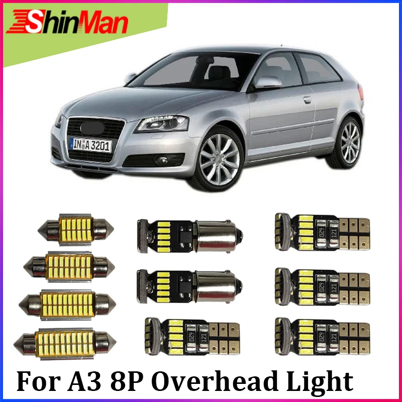 

ShinMan 8X Canbus Error Free LED Car Light Interior Light LED Kit For Audi A3 8P LED Overhead Lighting Kit 2004-2013