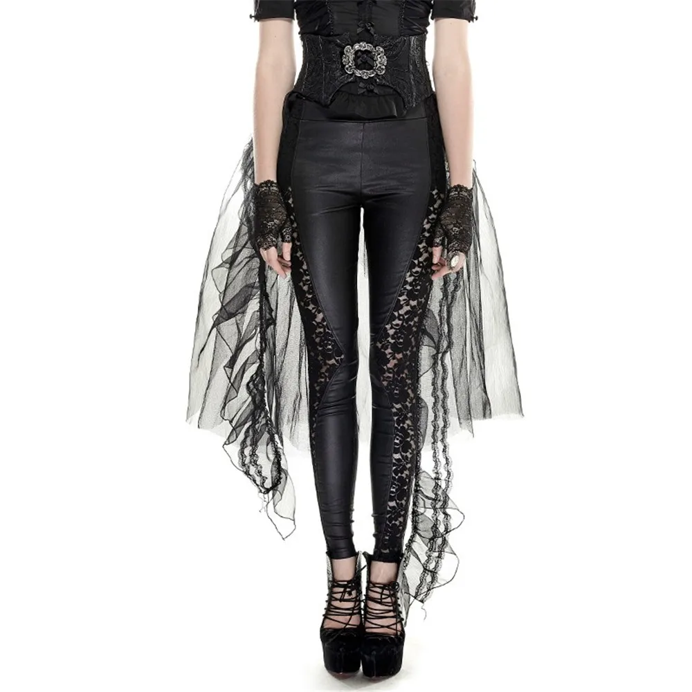 Gothic Women's Lace Swallow tail Skirts Steampunk Removable Mesh