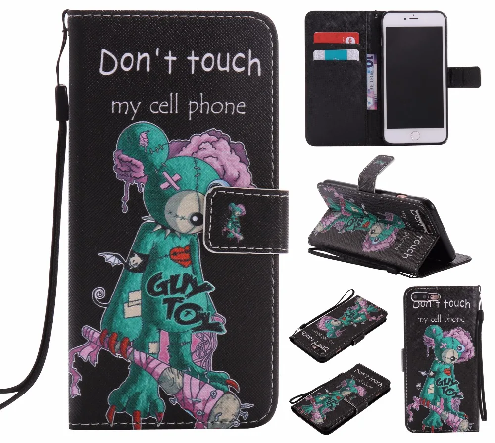 Colorful Printing PU Leather Wallet Purse Book Flip Cover Case for Apple IPhone 5 5s se 6 6s 7 Plus touch | Мобильные телефоны и
