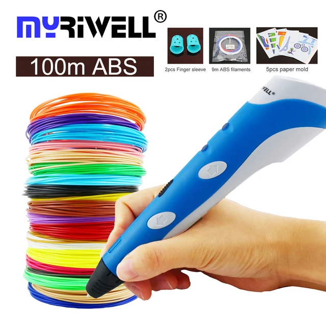 Cheap myriwell 3d printer pen 1.75mm abs 3d drawing pen 3d pens with free drawing board  for kids toys birthday gift 3d handle stick 