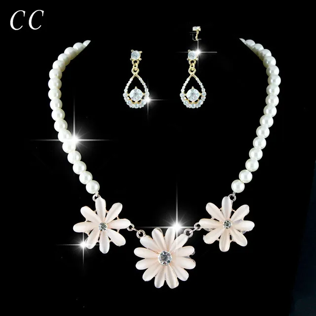 Free Shipping Bridal S Jewelry Sets Pearl Earring And Necklace For Free Shipping Bridal S Jewelry Sets Pearl Earring And Necklace For Women Party Flower Style Fashion Wedding