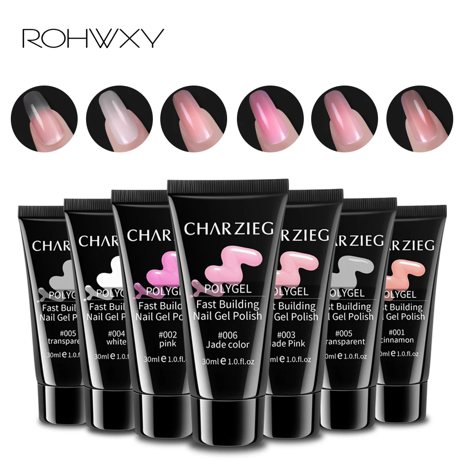 

ROHWXY Jelly Poly Nail Gel 30ML Soak Off Nail Builder For Nail Extension UV LED Hard Gel Acrylic Nail Polish Gel For Manicure