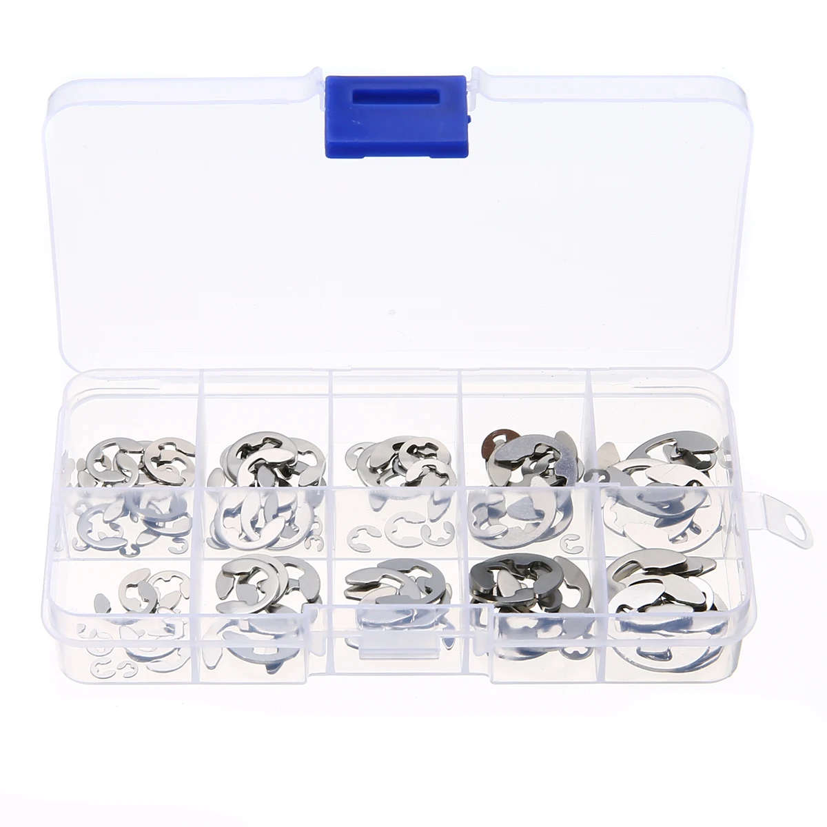 120pcs 1.5 2 3 4 5 6 7 8 9 10 mm Black E-Type Retaining Ring Stainless Steel E-Clip Circlip Assortment Kit Split Washer
