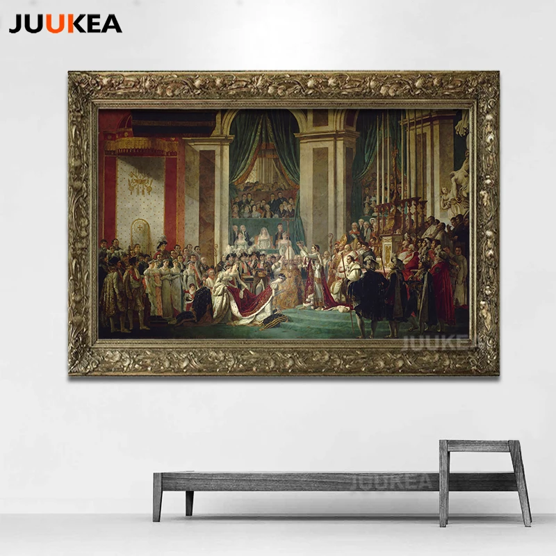 

Coronation of Napoleon I, Artist Jacques Louis David Classical painting Art Canvas Print Painting Wall Picture Home Decor