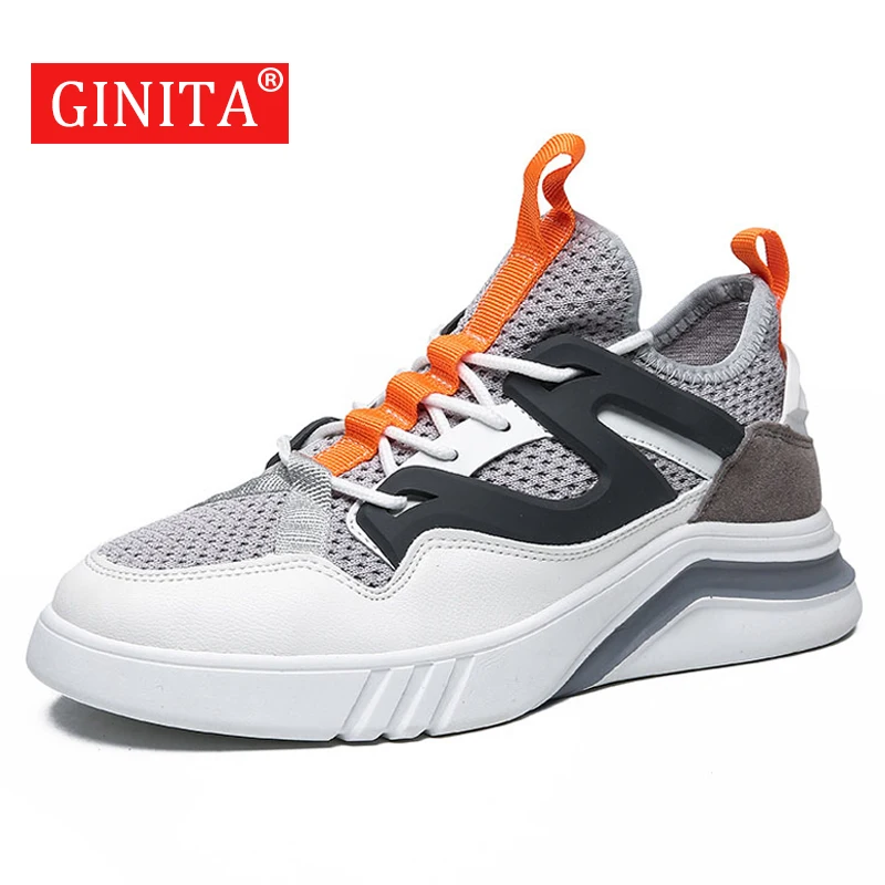 

GINITA 2019 Brand Fashion Sneakers For Men Flyknit Lace Up Casual Shoes Men Outdoor Men Shoes