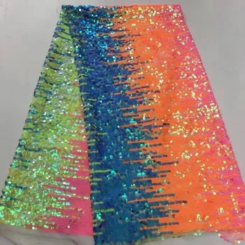 

Orange Sequins African Lace Fabric 2018 High Quality Velvet Lace Cheap Lace Fabric With Free Shipping Lace Trimmings For Sewing
