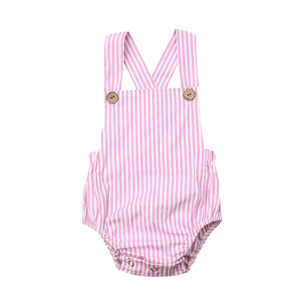 Летний детский комбинезон для девочек и мальчиков, однотонный полосатый комбинезон без рукавов, sunsuit, одежда carters для маленьких девочек# p30US