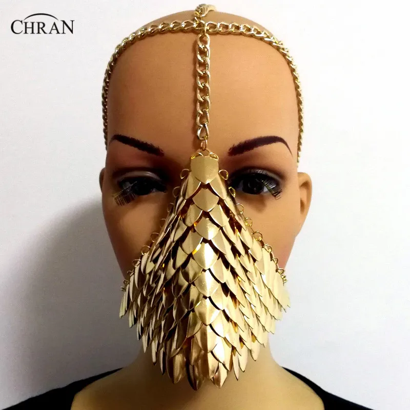 

Chran Chainmail Mask Bra Scalemail Shoulder Armor Cosplay Burning Man Headdress Head Chain Headband Medieval Ren Faire Jewelry