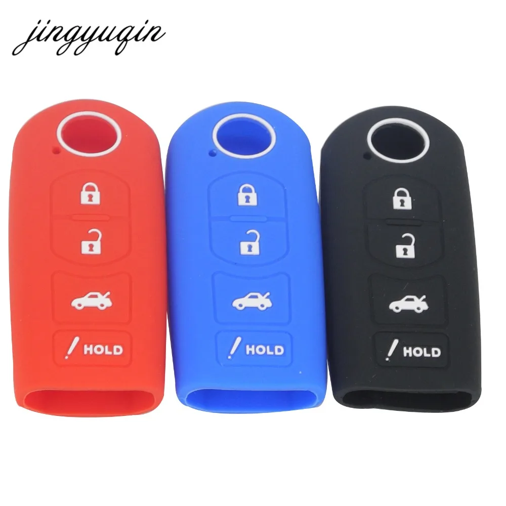 Jingyuqin 4 Button Silicone Remote Key Cover Case For Mazda 3 5 6 Mx-5