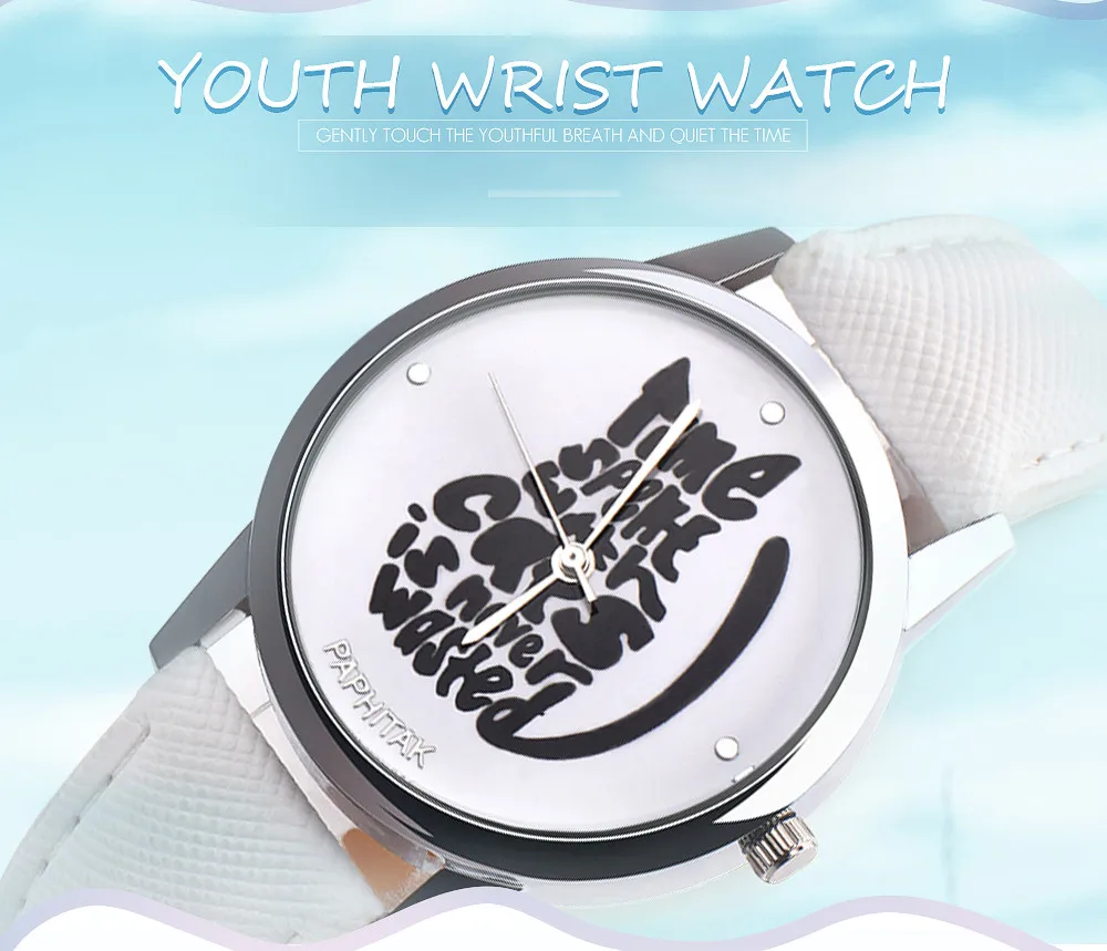 Fashion Cute Letters Cats Women Girl Leather Band Analog Alloy Quartz Watch female watches top brand luxury bayan saat