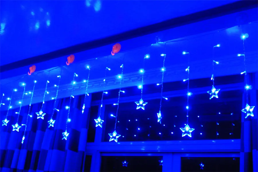 Coversage Рождественская фея гирлянды звезды Xmas Свадьба Сад вечерние Luces украшения Наружный свет занавессветодио дный светодиодные гирлянды