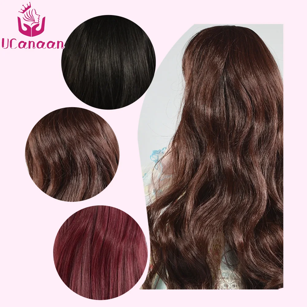 

UCanaan Wigs For 1/3 BJD SD Dolls High Tmperature Brown Black Silver Pink Blue Red Long Wave Hair BJD Doll Accessories