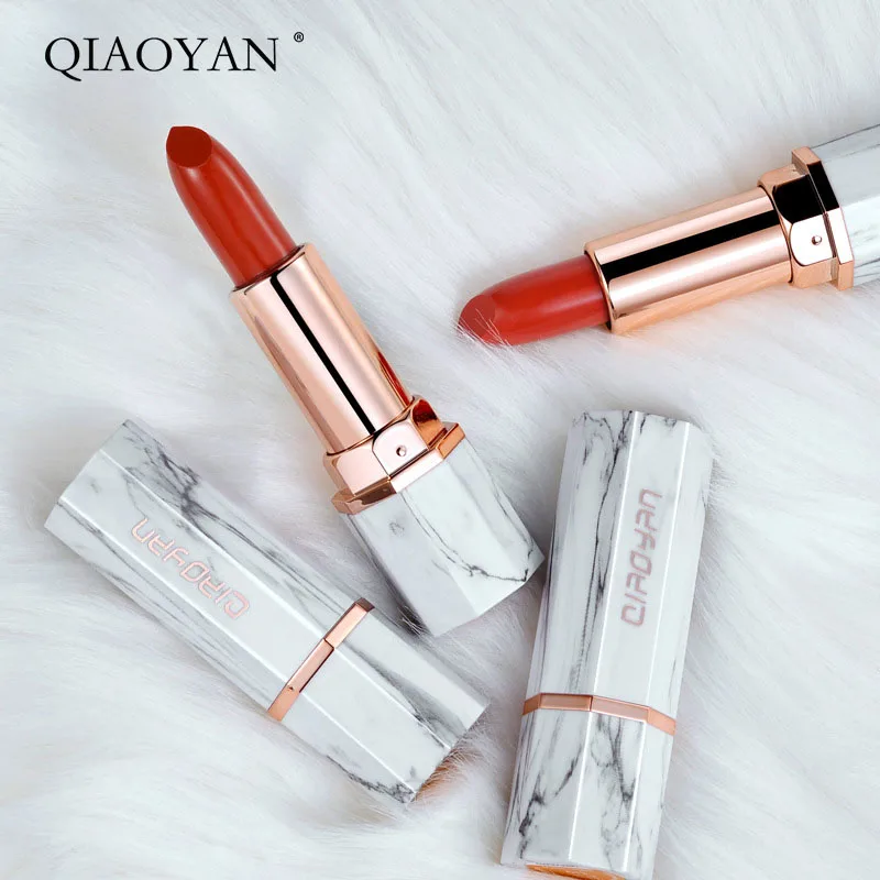 Оптовая продажа QIAOYAN 6 цветов женские увлажняющие мраморные водостойкая помада