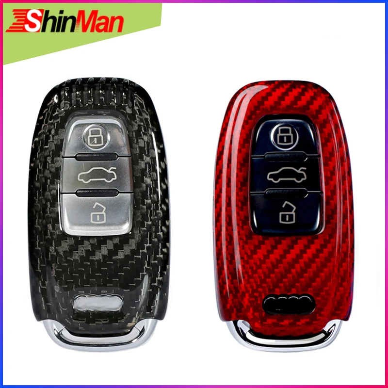 

ShinMan Carbon Fiber CAR key case key shell Key Cover For For Audi A4L A6L A5 A7 A8 Q5 S5 S7 2013-2017 CAR key case