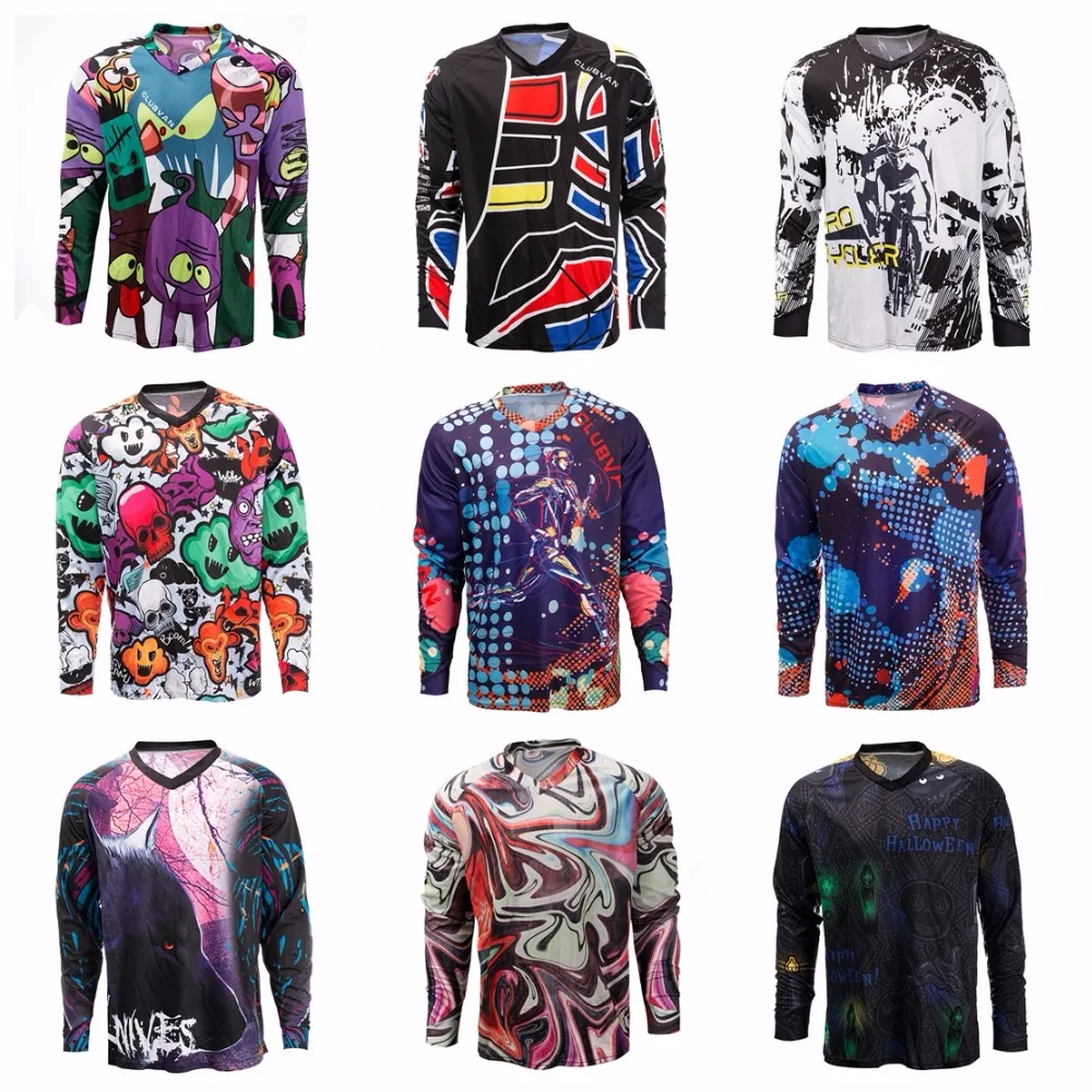 

2019 Cycling Jersey Men's Mountain Bike Motocross Jersey long sleeve BMX DH MTB T-Shirt Downhill Tops Sports racing hiking shirt