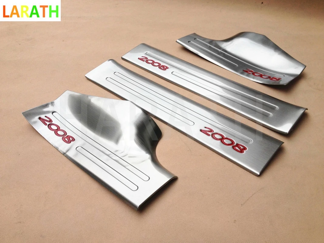 

For Peugeot 2008 2014 2015 2016 2017 Stainless Steel Internal Inside Scuff Plate Pedal Door Sill Auto Styling Accessories 4pcs