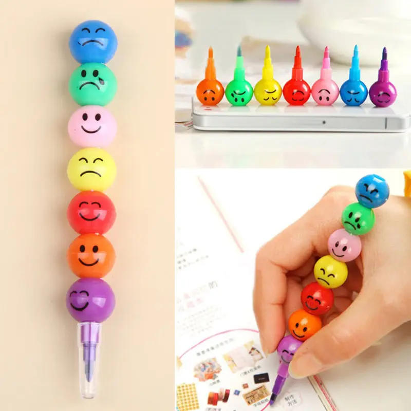 Creative-Sugar-Coated-Haw-Cartoon-Smiley-Graffiti-Pen-7-Colors-Crayon-Wax-Pencil