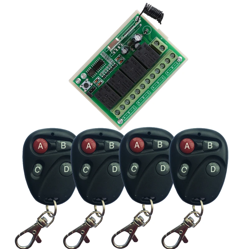 

DC12V 10A 4CH Channel RF Wireless Remote Control Switch Wireless Transmitter Receiver With 4PCS Controller