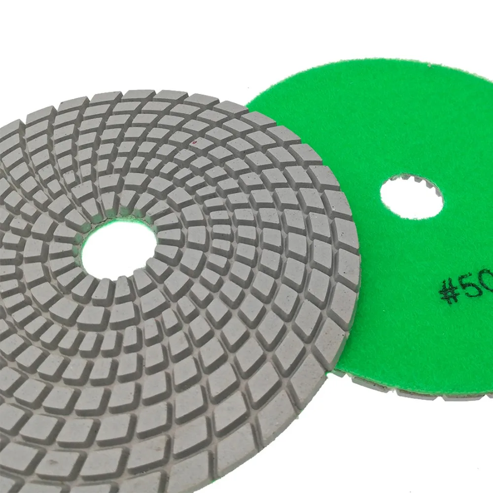 7pcs/set 125MM 100# Diamond flexible Wet polishing pad for stone, white bond, Spiral type Dia5" Free-shipping