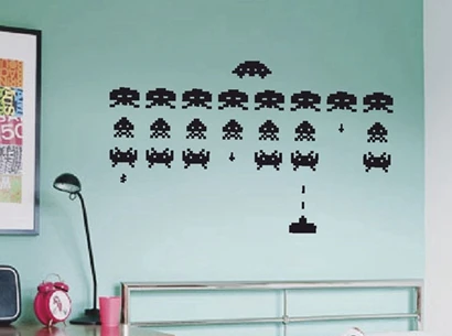 Gamer Vinil Çıkartmalar UZAY INVADERS Video Oyunu Oyun Odası Duvar Çıkartması