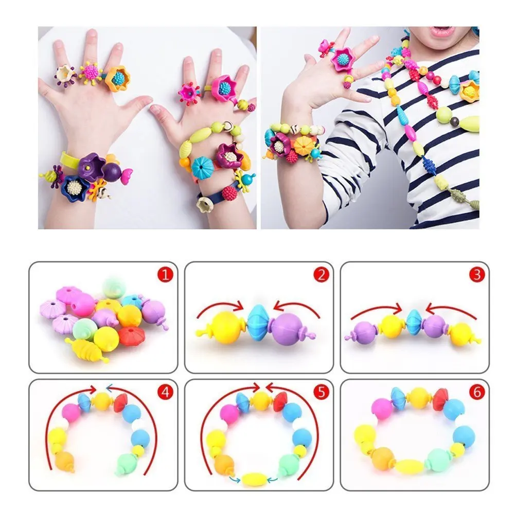 530 PCS Pop Arty Beads Snap Together Beads Creative DIY Toys for Girls Toddlers Jewelry Set for 5,6,7,8 Year Old