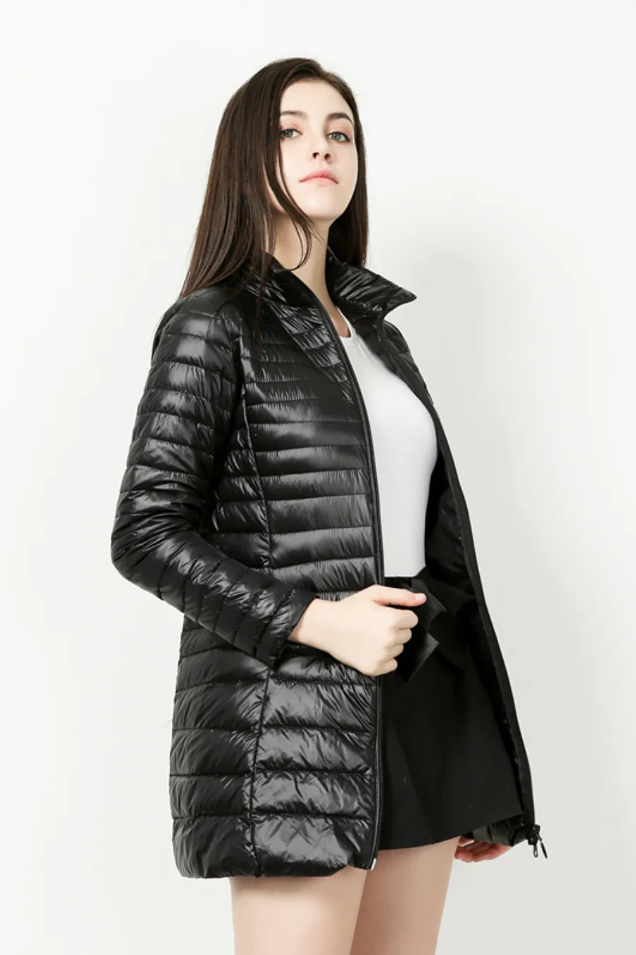 EORUTCIZ, зимнее длинное женское пальто, плюс размер, 7XL, ультра-светильник, куртка, теплая, винтажная, черная, осенняя, утиный пух, пальто, LM114