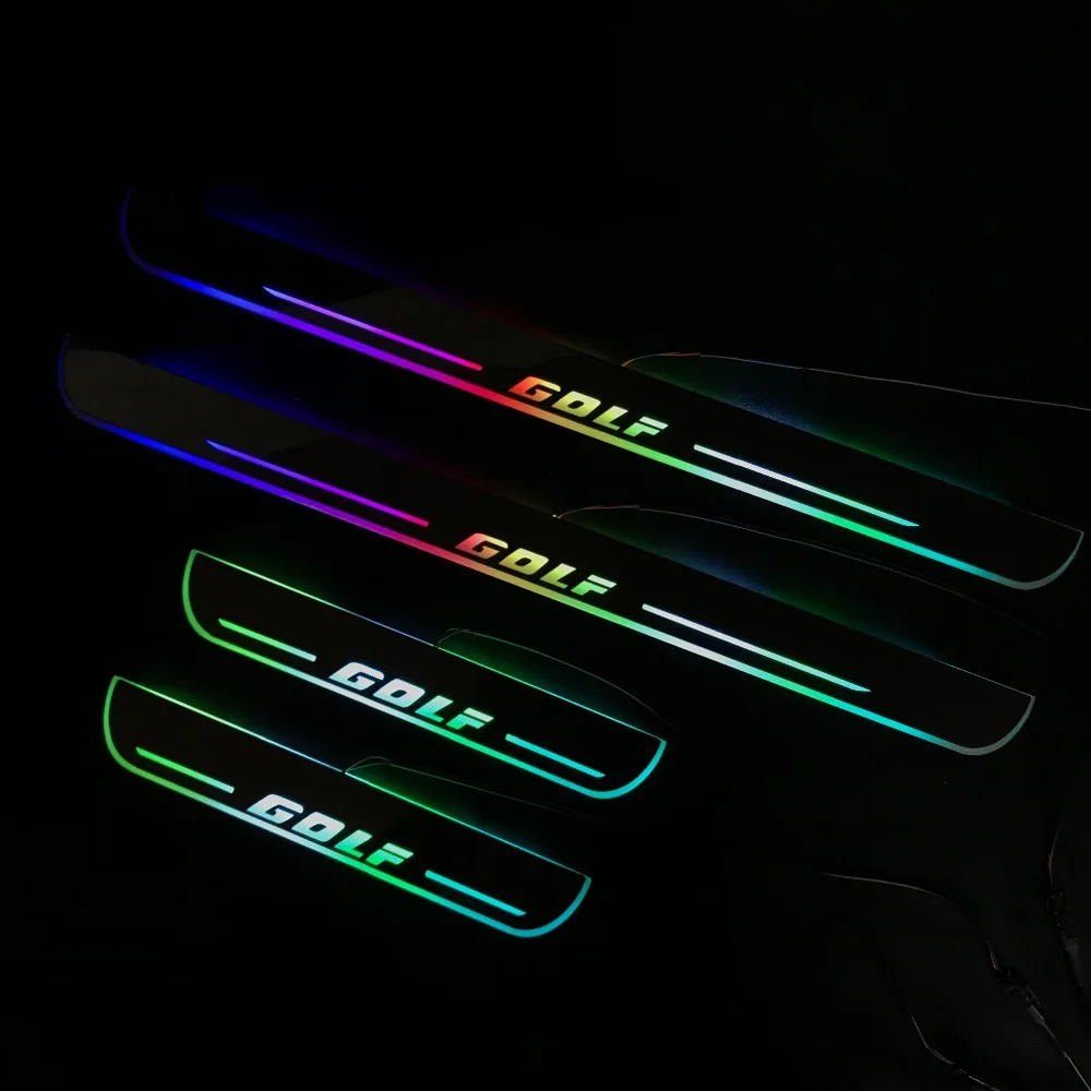 RQXR led движущиеся двери потертости для Volkswagen golf 4 5 6 7 динамический порог пластина плоский накладной поток/натюрморт свет, 4 шт