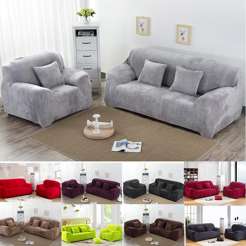 Solid Color Tight All inclusive Sofa Covers Gray Black Slipcover