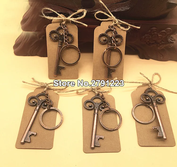 

Set of 50 Vintage Metal Skeleton Key Bottle Opener with Escort Tag Card Wedding Party Favor Guest Rustic Wedding Decor