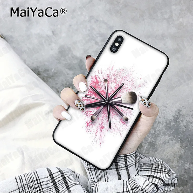 MaiYaCa Красивая Девичья Кисть для макияжа Черная оболочка чехол для телефона iphone 11 pro 5Sx 6 7 7plus 8 8Plus X XS MAX XR - Цвет: A10