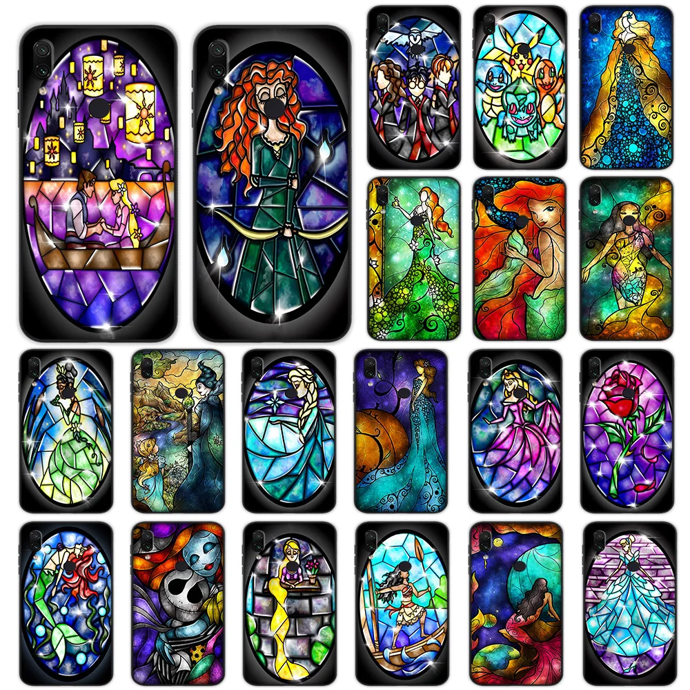 

Stained Glass Princess Mermaid Soft Case for Xiaomi Redmi Note 4 4X 6 7 Pro 5 Plus 5A 6A Go S2 Cover