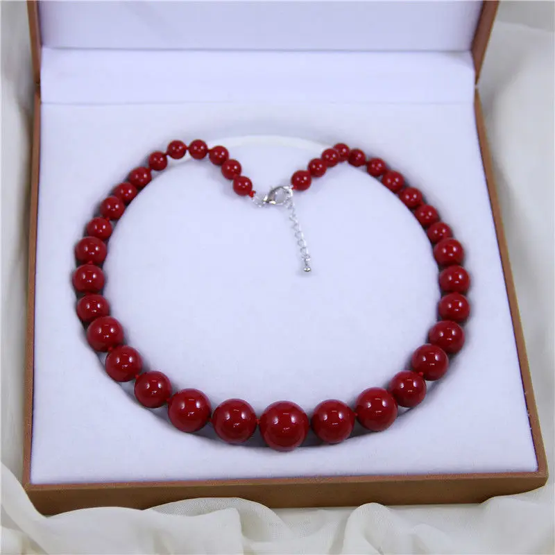 

1121 Coral red shell pearl luxury & fashion necklace