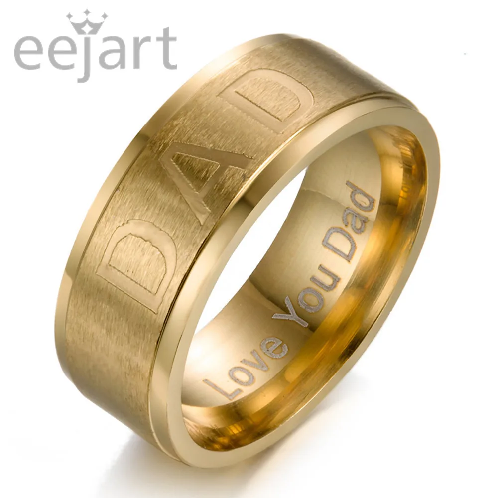 

Stainless Steel Dad Ring Engraved Love You Dad Father Son Ring Jewelry