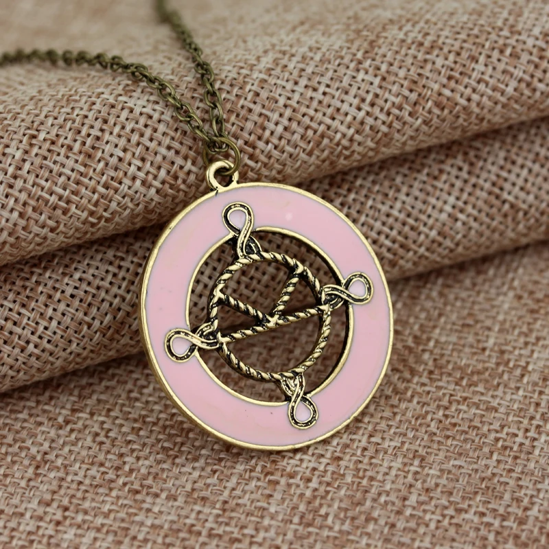 

dongsheng jewelry Kingsman Necklace Charm Pink Enamel The Secret Service Pendant Necklace For Women Fashion Accessories