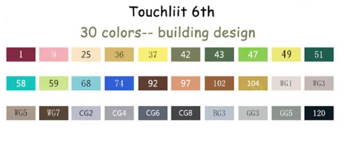 Touchliit 30/40/60/80 Цвета c чернилами на спиртовой основе художественный эскиз манга Твин Маркеры - Цвет: 30 building design