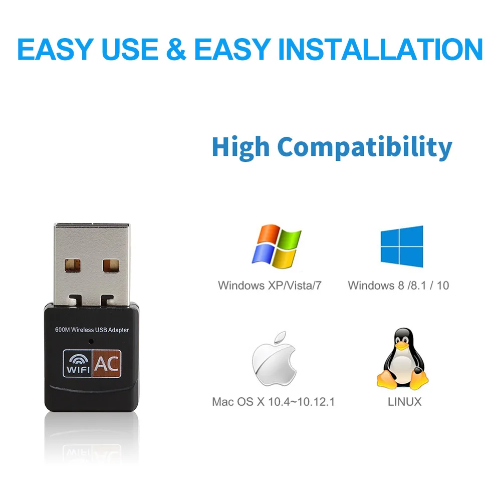 Беспроводной usb адаптер Wi Fi 600 Мбит/с 802.11ac USB ethernet сетевая карта приемник для Mac ПК