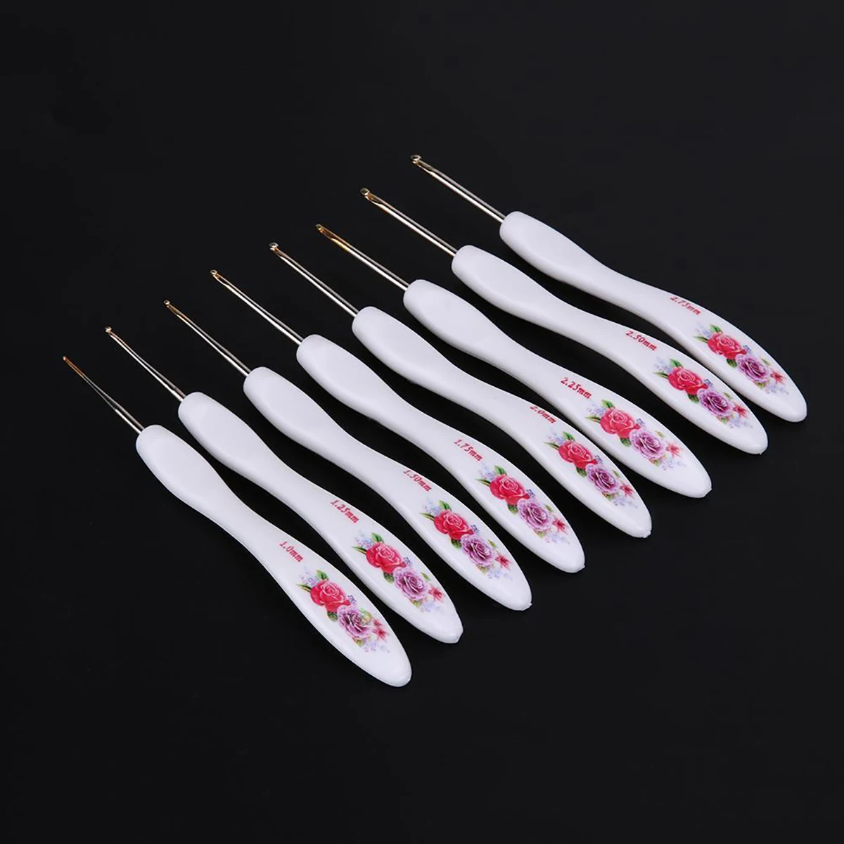 JX-LCLYL 8pcs New Soft Handle Flower Aluminium Crochet Hook Knitting Needles Set 1~2.75mm
