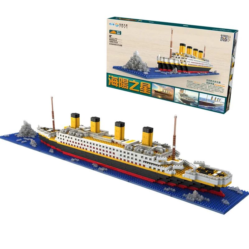 1860pcs Micro DIY Building Blocks Titanic Ship 3D Mini Model Educational Collection Kids Gifts Toys For Children