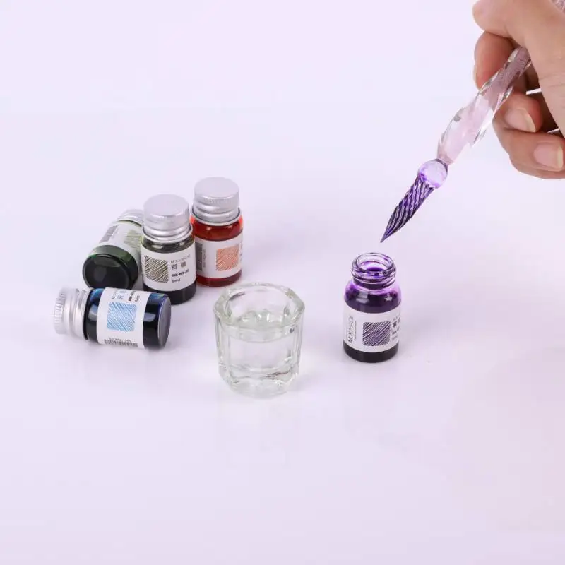 

Handmade Crystal Glass Dip Pen Signature Pen Kit with Bottle Ink for Art Calligraphy Writing Table Decorations
