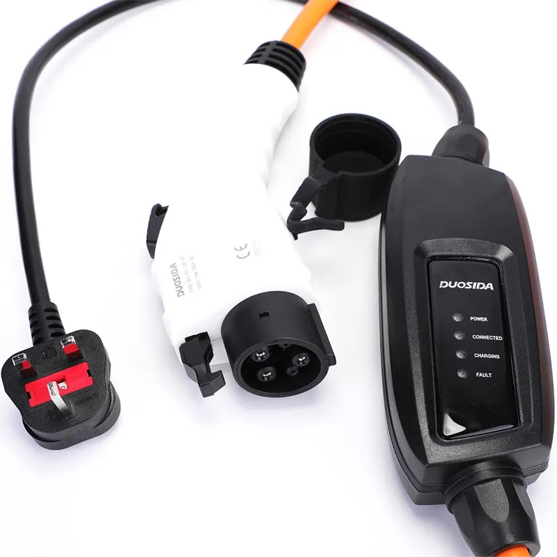 DUOSIDA J1772 ev дома зарядное устройство 10A с 3pin Великобритания plug Тип 1 электрический